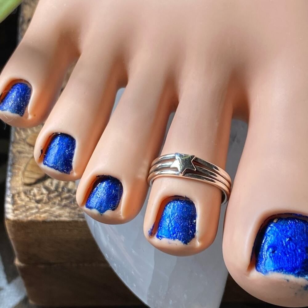 Sterling Silver Triple Band Star Toe Ring